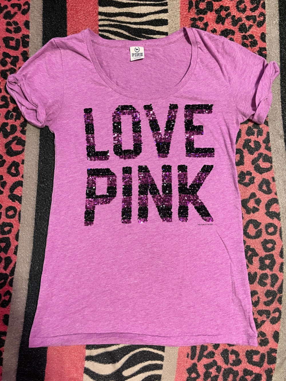 Vintage PINK Victoria's Secret purple sequins shirt